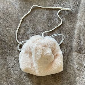 Fluffy beige crossbody bag